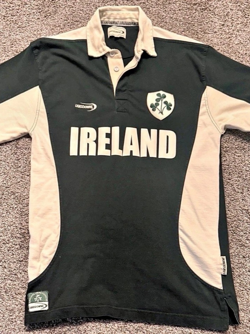 Lansdowne Ireland Shamrock Rugby Polo Shirt Ireland Short Sleeve Jersey Size M